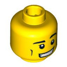 LEGO Gelb Kopf mit Opened Mouth mit Breit Grinsen, Cheek Lines (Sicherheitsbolzen) (3626 / 90945)
