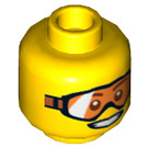 LEGO Gelb Kopf mit Orange Goggles und Breit Smile (Sicherheitsbolzen) (3626 / 17185)