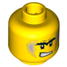 LEGO Geel Hoofd met Oranje Scars, Grijs Sideburns (Veiligheids Stud) (3626 / 64878)