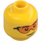 LEGO Gelb Kopf mit Orange Sonnenbrille (Vertiefte feste Noppen) (3626 / 73906)