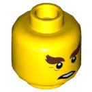 LEGO Geel Hoofd met Reddish Brown Bushy Eyebrows (Verzonken Solid Stud) (3626 / 34880)