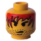 LEGO Geel Hoofd met Serious Expression, Rood Haar en Stubble (Veiligheids Stud) (3626 / 83697)