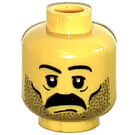 LEGO Gul Hoved med Serious Expression, Tyk Mustache og Skægstub (Sikkerheds knops) (3626)