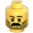 LEGO Geel Hoofd met Serious Expression, Dik Mustache en Stubble (Veiligheids Stud) (3626)