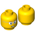 LEGO Geel Hoofd met Zilver Glasses en Open Mouth Smile (Verzonken Solid Stud) (3626 / 89164)