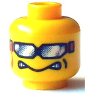 LEGO Amarillo Cabeza con Plateado Gafas de sol con Ribbon (Espiga de seguridad) (3626 / 45299)