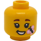 LEGO Gelb Kopf mit Smile und Pink Butterfly auf Cheek (Einbau-Vollbolzen) (3626)