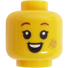 LEGO Gelb Kopf mit Smile und Scar / Open Mund und Scar (Vertiefte feste Noppen) (3626)