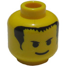 LEGO Geel Hoofd met Smile, Zwart Eyebrows en Haar (Veiligheids Stud) (3626)