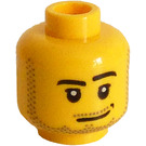 LEGO Geel Hoofd met Smirk en Baard Stoppels (Veiligheidsnop) (14070 / 51523)