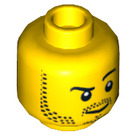 LEGO Gelb Kopf mit Stubble und Arched Eyebrow (Einbau-Vollbolzen) (13516 / 74681)