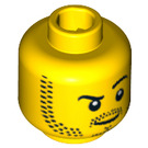 LEGO Yellow Head with Stubble and Arched Eyebrow (Recessed Solid Stud) (13516 / 74681)