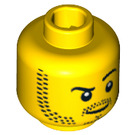 LEGO Yellow Head with Stubble and Arched Eyebrow (Recessed Solid Stud) (3626)