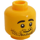 LEGO Gelb Kopf mit Stoppel und Smile (Vertiefte feste Noppen) (3626 / 100989)