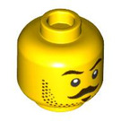 LEGO Gelb Kopf mit Stubble, Handlebar Mustache und Serious/Scared Expression (Einbau-Vollbolzen) (3626 / 101383)