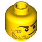 LEGO Yellow Head with Stubble, Scar and Crooked Smile (Recessed Solid Stud) (10260 / 14759)