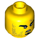 LEGO Yellow Head with Stubble, Small Beard and Scar (Recessed Solid Stud) (3626 / 34089)