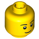 LEGO Head with Thin Smile, Black Eyes with White Pupils and Thin Black Eyebrows Pattern (Recessed Solid Stud) (11405 / 14967)