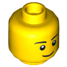 LEGO Yellow Head with Thin Smile, Black Eyes with White Pupils and Thin Black Eyebrows Pattern (Recessed Solid Stud) (3626)