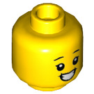 LEGO Gul Huvud med Breda Flin / Laughing med stängd Ögon (Infälld solid knopp) (3626 / 56745)