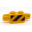 LEGO Geel Scharnier Steen 1 x 2 Verticaal Vergrendelings Dubbele met Zwart en Geel Strepen Danger Aan Both Sides Sticker (30386)