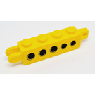 LEGO Yellow Hinge Brick 1 x 4 Locking Double with 5 Black Holes Sticker (30387)