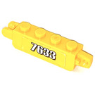 LEGO Yellow Hinge Brick 1 x 4 Locking Double with '7633' Sticker (30387 / 54661)