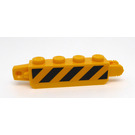 LEGO Geel Scharnier Steen 1 x 4 Vergrendelings Dubbele met Zwart en Geel Strepen Danger Aan Both Sides (60292) Sticker (30387)