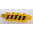 LEGO Gelb Scharnier Backstein 1 x 4 Verriegeln Doppelt mit Schwarz und Gelb Streifen Danger auf Both Sides Aufkleber (30387)
