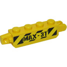 LEGO Yellow Hinge Brick 1 x 4 Locking Double with danger stripes and 'MAX-3T' Sticker (30387)
