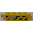 LEGO Geel Scharnier Steen 1 x 4 Vergrendelings Dubbele met 'RAF-165', Zwart en Geel Danger Strepen, Vents (both sides) Sticker (30387)