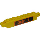 LEGO Yellow Hinge Brick 1 x 6 Locking Double with "32" and "1" Sticker (30388)
