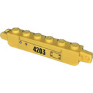 LEGO Yellow Hinge Brick 1 x 6 Locking Double with 4203 Left Sticker (30388)