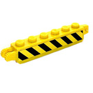LEGO Jaune Charnière Brique 1 x 6 Verrouillage Double avec Noir et Jaune Danger Rayures (Droite to La gauche) Autocollant (30388)