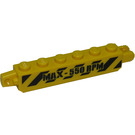 LEGO Yellow Hinge Brick 1 x 6 Locking Double with Danger stripes and 'MAX-550RPM' on both sides Sticker (30388)