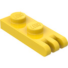 LEGO Gul Hængsel Plade 1 x 2 med 3 Stubs og solide knops