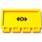 LEGO Gelb Scharnier Fliese 2 x 4 mit Ribs mit Zug Logo Aufkleber (2873)