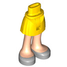 LEGO Jaune Hanche avec Basic Incurvé Skirt avec Argent Shoes avec charnière mince (2241)