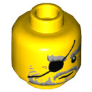 LEGO Gelb Hutchins Kopf mit Eye Patch (Einbau-Vollbolzen) (3626 / 37553)
