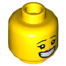 LEGO Žlutá J.B. Watt s Velký Smile Minifigurka Hlava (Zapuštěný pevný cvoček) (3626 / 56149)