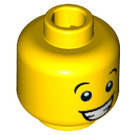 LEGO Gul Jester Hoved, Bred Smile, Lifted Eyebrows (Forsænket solid knops) (3626 / 18180)