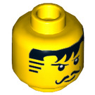 LEGO Gelb Johnny Thunder (The Lego Movie - Dark Brown Straps, Weiß Pupils) Minifigure Kopf (Einbau-Vollbolzen) (3626 / 17729)
