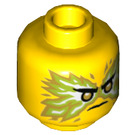 LEGO Geel Lloyd - Forbidden Spinjitzu met Wrap met Flames (Spinjitzu Slam) Minifiguur Hoofd (Verzonken solide nop) (3626 / 52906)