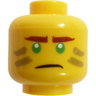 LEGO Yellow Lloyd Head with Dark Tan Stripes (Recessed Solid Stud) (3626)