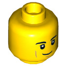 LEGO Jaune Male Diriger avec Noir Eyebrows, Cheek et Chin Lines et Lopsided Smile (Goujon solide encastré) (3626 / 65642)