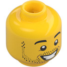 LEGO Gul Hankøn Hoved med Skægstub og Bred Grin (Forsænket solid knops) (3626 / 38344)