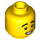 LEGO Geel Male Hoofd met Drie Sweat Drops, Dik Eyebrows en Clenched Grijns (Verzonken Solid Stud) (3626 / 98261)