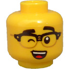 LEGO Amarillo Hombre en Striped Parte superior Minifigura Cabeza (Espiga de seguridad) (3274 / 105777)