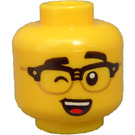 LEGO Yellow Man in Striped Top Minifigure Head (Safety Stud) (3274 / 105777)