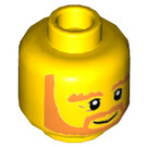 LEGO Gul Minifigur, Huvud Skägg Orange, Bushy Eyebrows, Vit Pupils, Wrinkles och Smile Mönster - Knopp Recessed (Infälld solid knopp) (3626 / 24267)